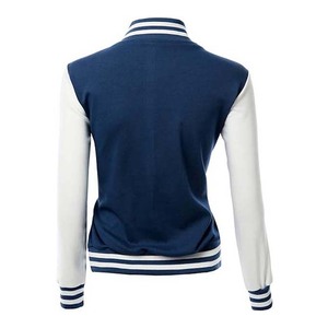 Vente en gros OEM veste universitaire personnalisée de baseball à manches en cuir pour femmes dernière conception vestes Letterman respirantes couleur unie - Product Image 3