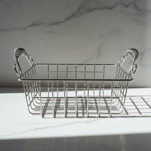 Luxury Iron <b>Rectangle</b> Multifunction Snack <b>Storage</b> <b>Basket</b> with Japanese Mesh Design Eco-Friendly Food <b>Storage</b> Wardrobe Organizer - Product Image 3