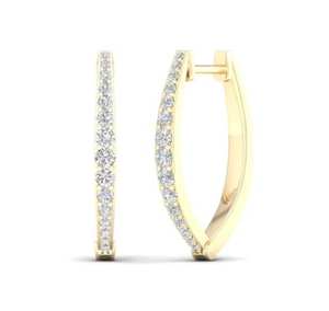 Elegantes Pendientes de Aro en Forma de V con Baño de Rodio en Oro Amarillo de 18K, Diamante Cultivado en Laboratorio EF VVS, Joyería Clásica para Uso Diario y Bodas - Product Image 2