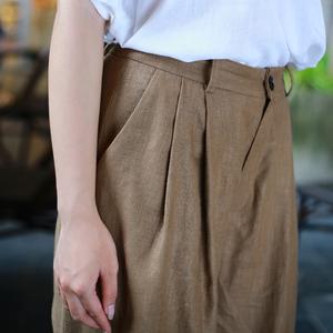 Pantalon décontracté taille moyenne pour femme Pantalon large en rayonne respirante avec style avant plat - Product Image 3