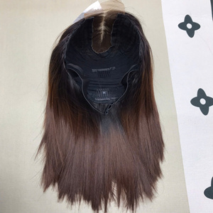 Màu Ombre 12-inch tóc giả ngắn với 2*6 Trong Suốt Ren đóng cửa hoàn hảo bóng tóc dệt kinky Curl phong cách - Product Image 1