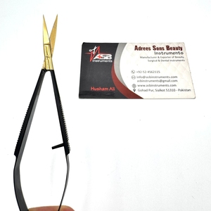 Tijeras para cutículas de belleza de acero inoxidable de oro negro, tijeras de microresorte rectas y curvas multiusos con punta de hoja afilada - Product Image 2