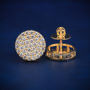 Pendientes de tuerca de círculo de diamante de moissanita de plata de ley 925, joyería fina de moda para mujer con diseño clásico - Product Image 3