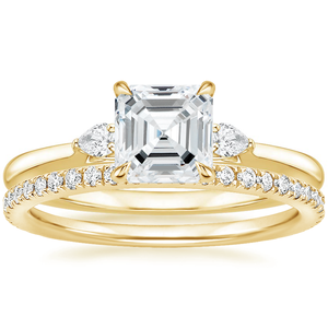 Elegant Asscher Cut Moissanite Diamond <b>Ring</b> <b>Set</b> with Pear Side Stones 925 <b>Silver</b> Engagement Wedding Party Gift for Women - Product Image 4