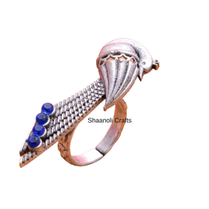 Nouvelle arrivée à la main pierre travail bohème argent oxydé bague de paon pour les femmes bague réglable bague de mariage pour les femmes - Product Image 3