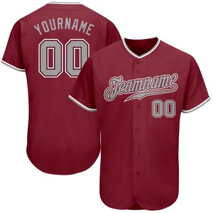 Camiseta de béisbol auténtica gris carmesí-blanca personalizada ropa de equipo personalizada más vendida - Product Image 1