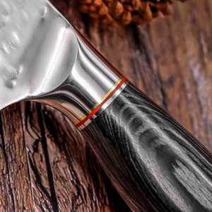 มีดเชฟทำครัวสแตนเลสพร้อมด้ามไม้ pakka ทำจากคาร์บอนสูงแบบมืออาชีพ - Product Image 5