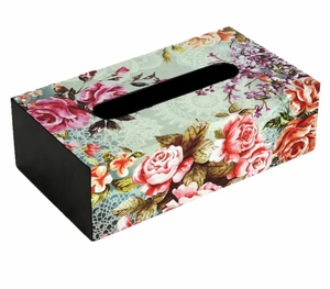 Porte-boîte à mouchoirs en bois artisanal imprimé Meena |   Distributeur de mouchoirs décoratif en art Meenakari traditionnel indien - Product Image 5