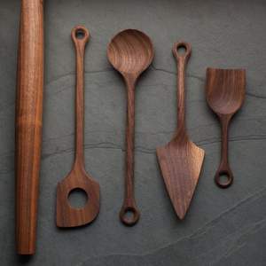 Juego de cucharas de madera estilo granja, perfecto para decoración de cocina rústica y uso diario con acabado natural - Product Image 5