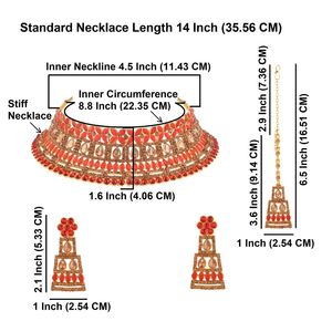 Indian Jewellery Manufacturers <b>Crystal</b> Choker Necklace Dangle Earring Mang Tikka <b>Set</b> Wholesale, Red - Product Image 2