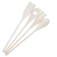 Set van 4 houten keukengerei, kookgerei & schepaccessoires voor thuiskeuken, spatel & lepel design