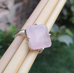 Anillo de Plata de Ley 925 con Cuarzo Rosa Natural, Engaste de Garras, Venta al por Mayor, Anillos de Boda de Lujo para Mujer y Hombre - Product Image 2