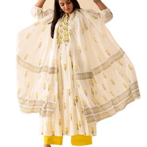Lemon Lily Ladies Girls Maxi Suit Set Soie de style indien de haute qualité Kurti Salwar Direct du fabricant indien - Product Image 1