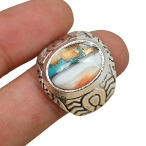 Turquoise bague en pierres précieuses bijoux pour femmes argent Boho Style bijoux 925 en argent Sterling tendance bague à la main cadeau pour elle - Product Image 1