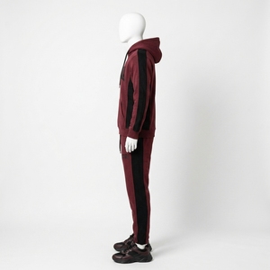 <b>Men</b> Burgundy Hoodie Tracksuit Set <b>Pullover</b> Sweatshirt Jogger Pants Premium Sportswear Gym Training Running Fitness Casual Outfit - Product Image 3