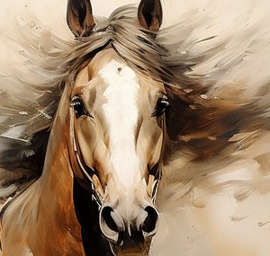 Vẽ Tay Chân Dung ngựa trên vải sơn dầu tùy chỉnh từ ảnh phòng khách trang trí nhà - Product Image 3