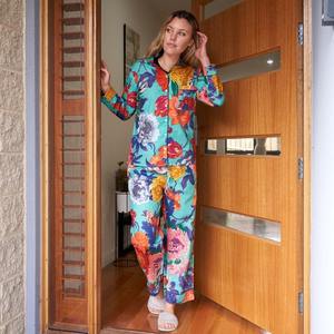 Conjunto de pijamas florales de algodón puro para mujer Ropa de noche de verano suave con correa de espagueti para damas de honor y descanso - Product Image 4