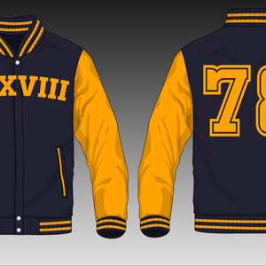 Chaqueta de lana de béisbol Varsity Letterman Bomber y mangas de cuero genuino - Product Image 1
