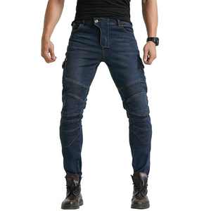 D-Ride Moto Azul oscuro Pantalones vaqueros de motocicleta para hombre Paneles acanalados de secado rápido transpirables Almohadillas extraíbles Protección Logotipo frontal - Product Image 3