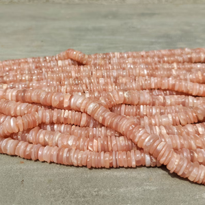 Peach Moonstone Smooth Heishi Tyre Shape Gemstone Beads 7mm Plain Tire Beads para la fabricación de joyas 15 pulgadas de la fabricación de la India - Product Image 3