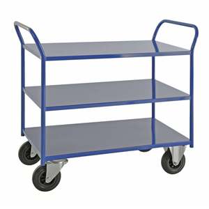 Blue KM4127-AB Heavy Duty Industrial Folding <b>Trolley</b> Four-Wheel Enclosed Structure for Shopping <b>Tools</b> Storage OEM Customizable - Product Image 1