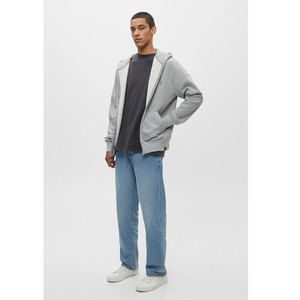 Sudadera con capucha para hombre, con cremallera, color gris claro, color blanco - Product Image 6