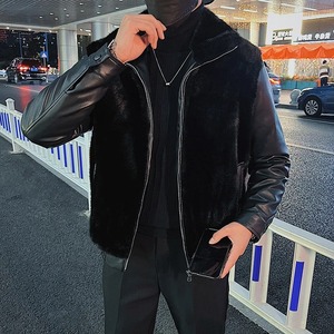 Nouvelle saison d'hiver, vestes en cuir pour hommes, style streetwear, personnalisées, 100% cuir de vache véritable, toile de haute qualité, service OEM - Product Image 2