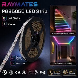 Tiras de luces inteligentes 24V 12V UL 5050SMD 60LEDs 5M RGB Tiras de luces Led flexibles - Product Image 3