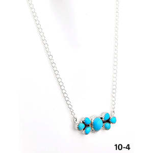 Collier en turquoise de Kingman du sud-ouest et argent sterling, fait main, motif en forme de fleur - Product Image 3