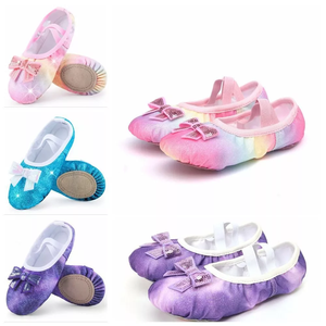 1 par de zapatos planos de cuero para bailar para niñas, zapatos de ballet suaves con suela dividida de estrellas, forro de cuero genuino transpirable - Product Image 4