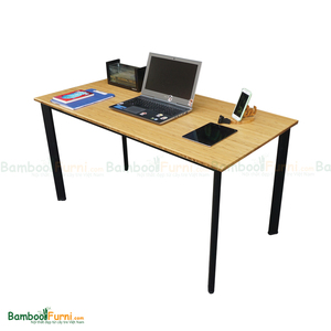 BFOB005-โต๊ะไม้ไผ่ทรงวงรีดีไซน์เรียบง่าย 140x70 ซม. พร้อมขาเหล็กประกอบสำเร็จ - Product Image 1
