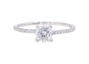 1.00 Ct Moissanite Diamant Solitaire Bague de Fiançailles Or Blanc 14K avec Accents-Vente en Gros OEM - Product Image 2