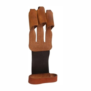 Guantes de cuero de tiro con arco de 3 dedos para caza y equipo de arco Protección de arco y flecha para disparar - Product Image 2