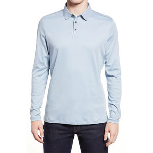 Chemise polo à manches longues en coton pour homme, boutonnée, avec fonction anti-froissement, motif uni, vente en gros, fabricant pakistanais - Product Image 1