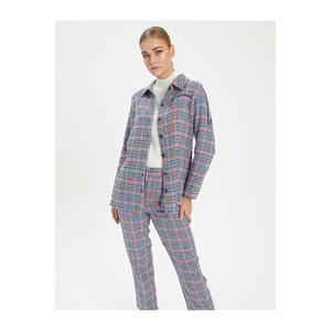 Camisa de Franela a Cuadros para Mujer, Blusa Elegante con Estampado Único, Origen TR, Sin Bolsillos - Product Image 2