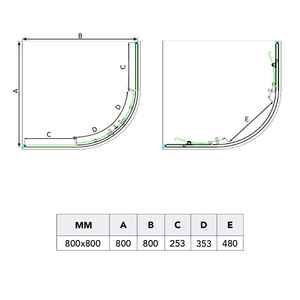 Cabine de douche arrondie Lima 80x80 cm, parois en verre semi-circulaires transparentes de 4 mm - Product Image 5