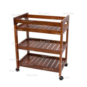 Chariot fait main en fer et en bois chariot de service avec 3 rangées quatre roues chariot chariot pour hôtel et restaurant chariot - Product Image 5