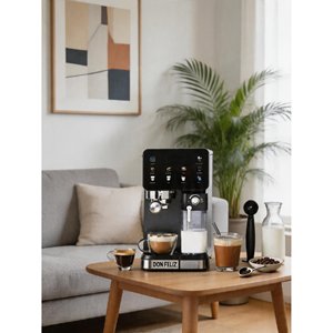 Machine à café expresso professionnelle DON FELIZ 20 bars 1350W en acier inoxydable avec écran LCD, système de lait automatique, capacité de 2 tasses, UE - Product Image 2