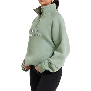 Sudaderas con capucha de invierno para mujer, forradas, informales, con media cremallera, de alta calidad, a la moda, lisas, personalizables, transpirables, al por mayor, económicas - Product Image 3