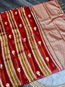 ผ้าไหมส่าหรีจากนักออกแบบพื้นเมืองอินเดียสำหรับปาร์ตี้แฟนซีแบบดั้งเดิมสุดพิเศษ - Product Image 2