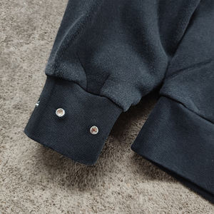 Sweat à capuche zippé pour homme en molleton bouclette, style streetwear, délavé à l'acide, fonctionnel, avec strass, grammage lourd, personnalisable OEM - Product Image 5