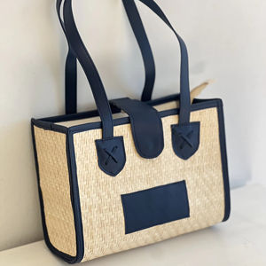 Lujoso modelo ecológico, nuevo, tejido a mano, juncia, hierba, Bolso con solapa para mujer, cierre abierto, dos asas, decoración Floral, capacidad de 1L - Product Image 1