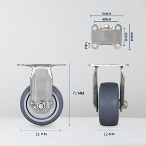 Roue fixe de 2 pouces en acier inoxydable 304, roue rigide en TPR pour étagère de meubles - Product Image 2