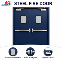 Porte en acier à double battant résistante au feu avec construction robuste pour les applications hospitalières, commerciales et industrielles
