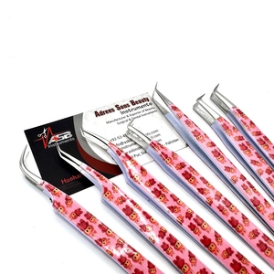 Pince à épiler en acier inoxydable pour extension de cils, impression Labubu, haute qualité, pointe sans fibre - Product Image 2