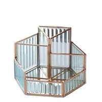 Vitrine en verre antique pour le rangement et l'exposition de bijoux, boîte à bijoux moderne en laiton métallique pour bagues, cadeaux, bijoux et maquillage