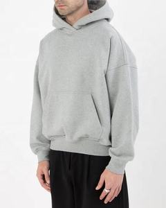 Sudaderas con capucha con logotipo personalizado de forro polar negro pesado de gran tamaño unisex en blanco de alta calidad grueso 100% algodón recortado para hombre - Product Image 2