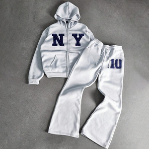 Respirant Logo personnalisé et conception hommes lourd Vintage Streetwear survêtement lavage à l'acide deux pièces ensemble surdimensionné - Product Image 4