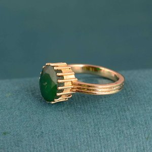 Bague en argent sterling 925 faite à la main, design vintage, sertie de pierres, tendance, avec un ovale vert fraise, pour femmes et jeunes filles, idéale pour les fêtes, mariages et anniversaires - Product Image 2