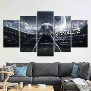 Impresión en Lienzo de Cristiano Ronaldo: Decoración Deportiva Personalizada, Juego de 5 Lienzos Variados - Product Image 1